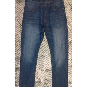 Men's Gap Blue Jeans Medium Wash Size 33 X 34 NWT Straight Leg Distressed